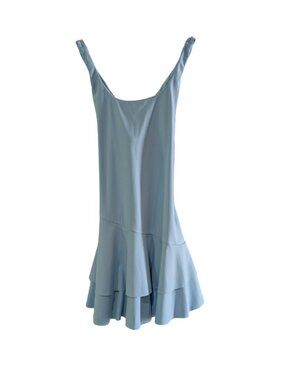 Women's Tennis Athletic Tank Dress, Light Blue, Medium, Criss Cross Back, Ruffle